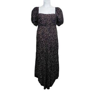 Francesca's Collections Womens Black Tan Spot Print Tie Back Jumpsuit Size L